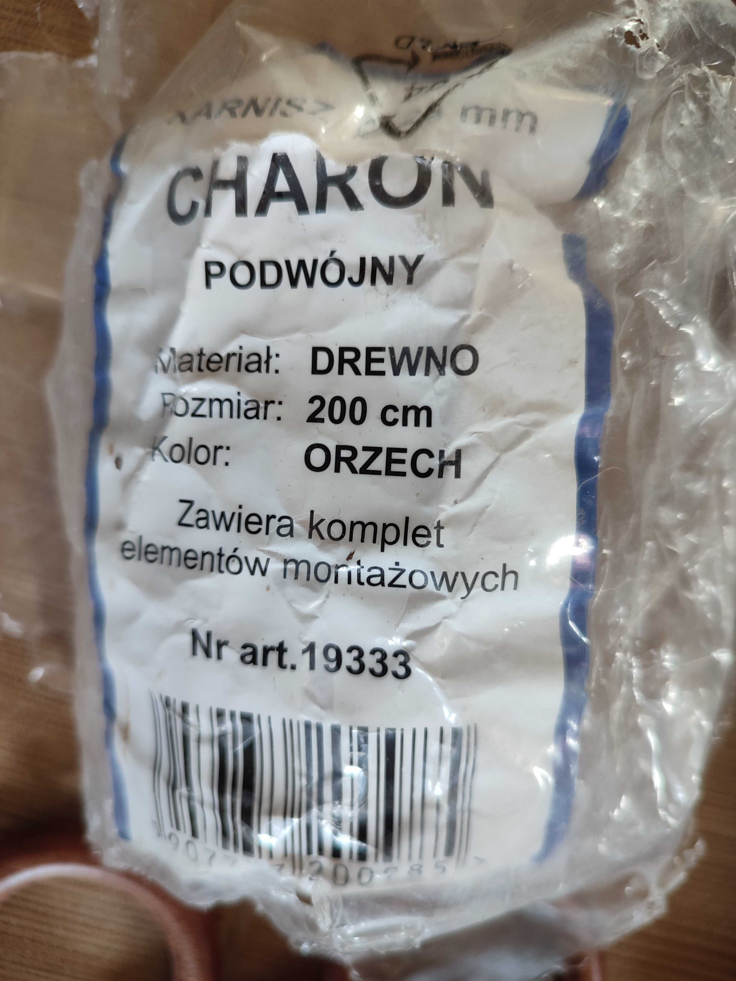 Karnisz drewniany podwójny orzech 200cm nowy