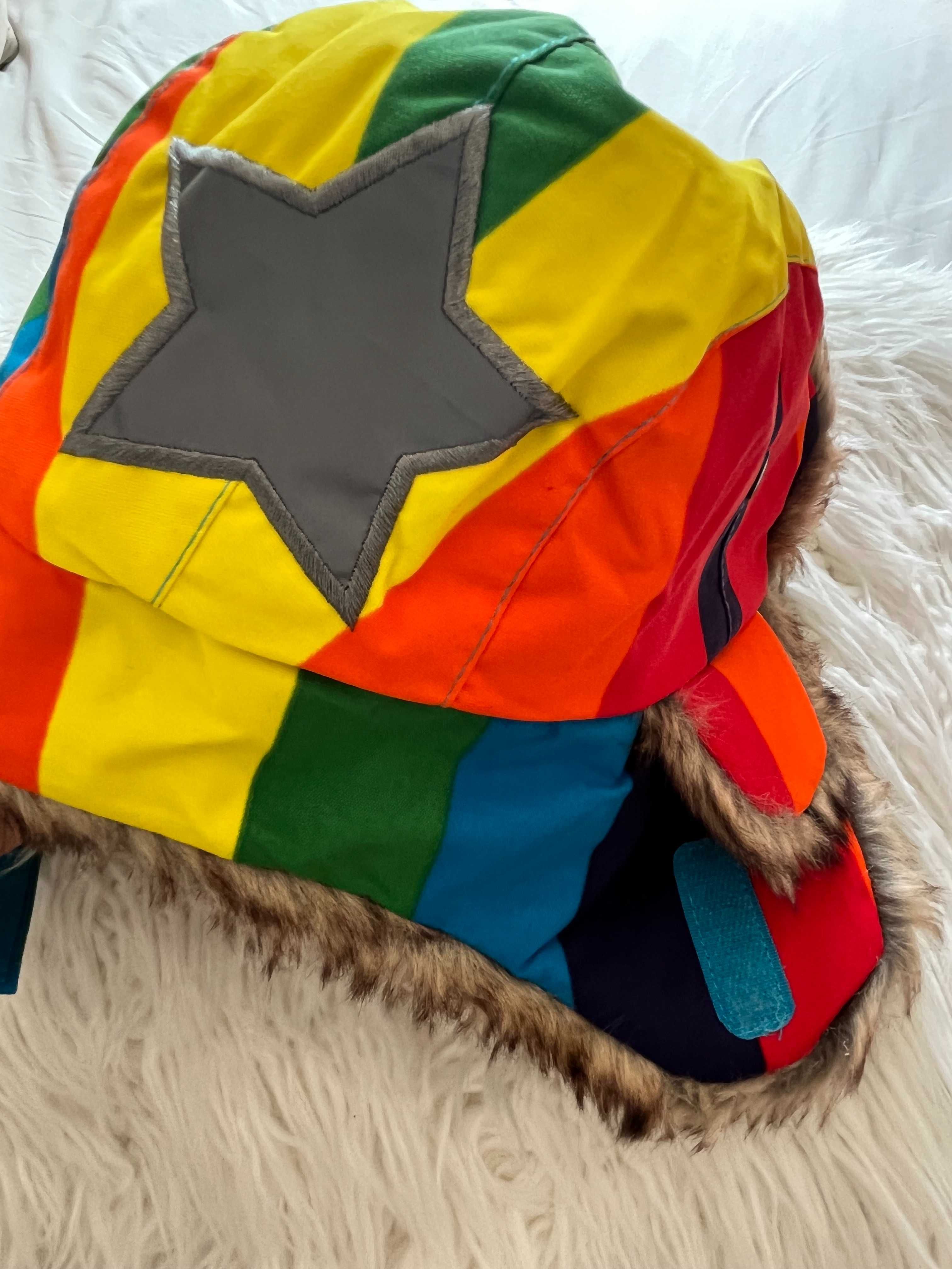 Chapéu e luvas MOLO Trapper Rainbow menina/menino - Tamanho 3-5 anos.
