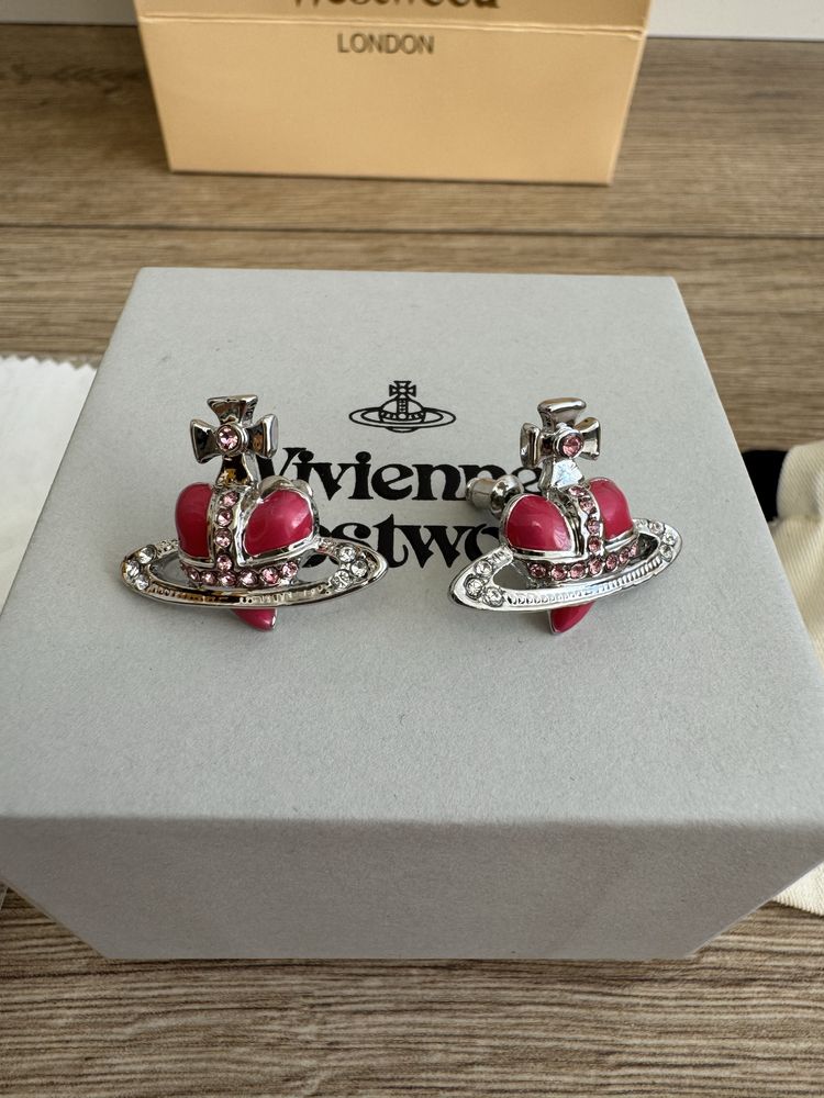 сережки кульчики кулон Vivienne westwood hearts pandora червоні серце