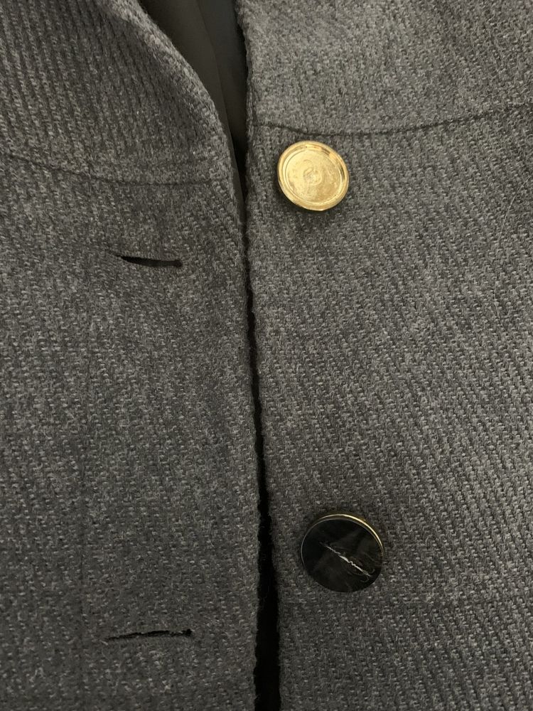 Szary taliowany płaszcz przejściowy wełniany 40 L InWear