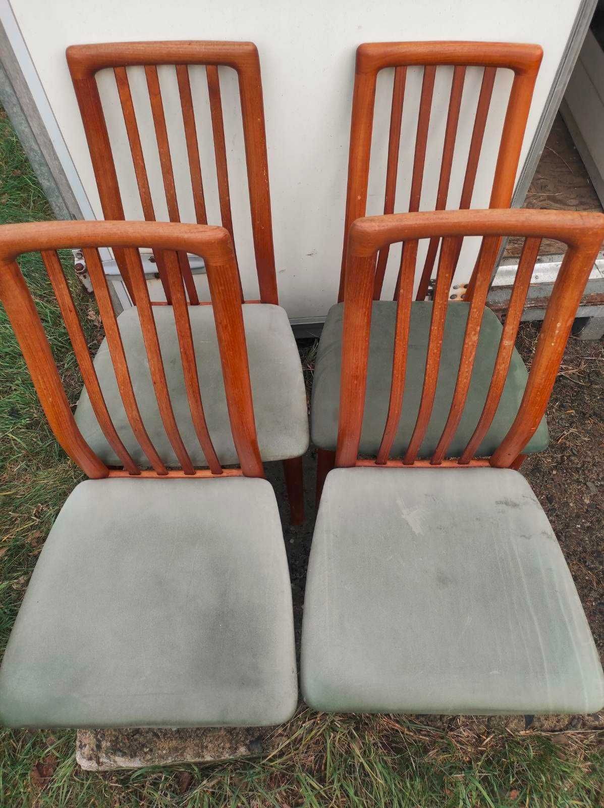 cztery krzesła drewno oryginalne i skóra bez luzów stabilne 4 wcenie 1