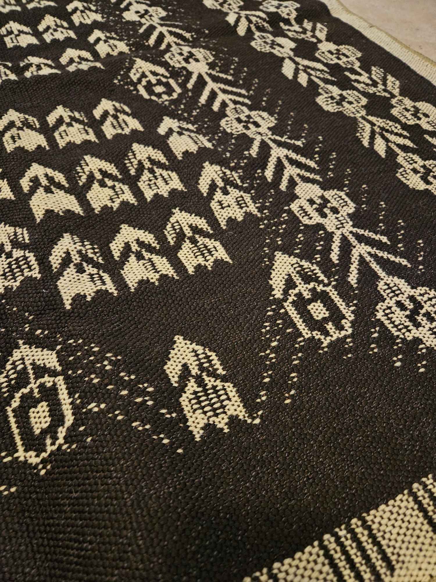 Makata Kilim Mata Cepelia brązowa 1989z metką brązowa kremowa
