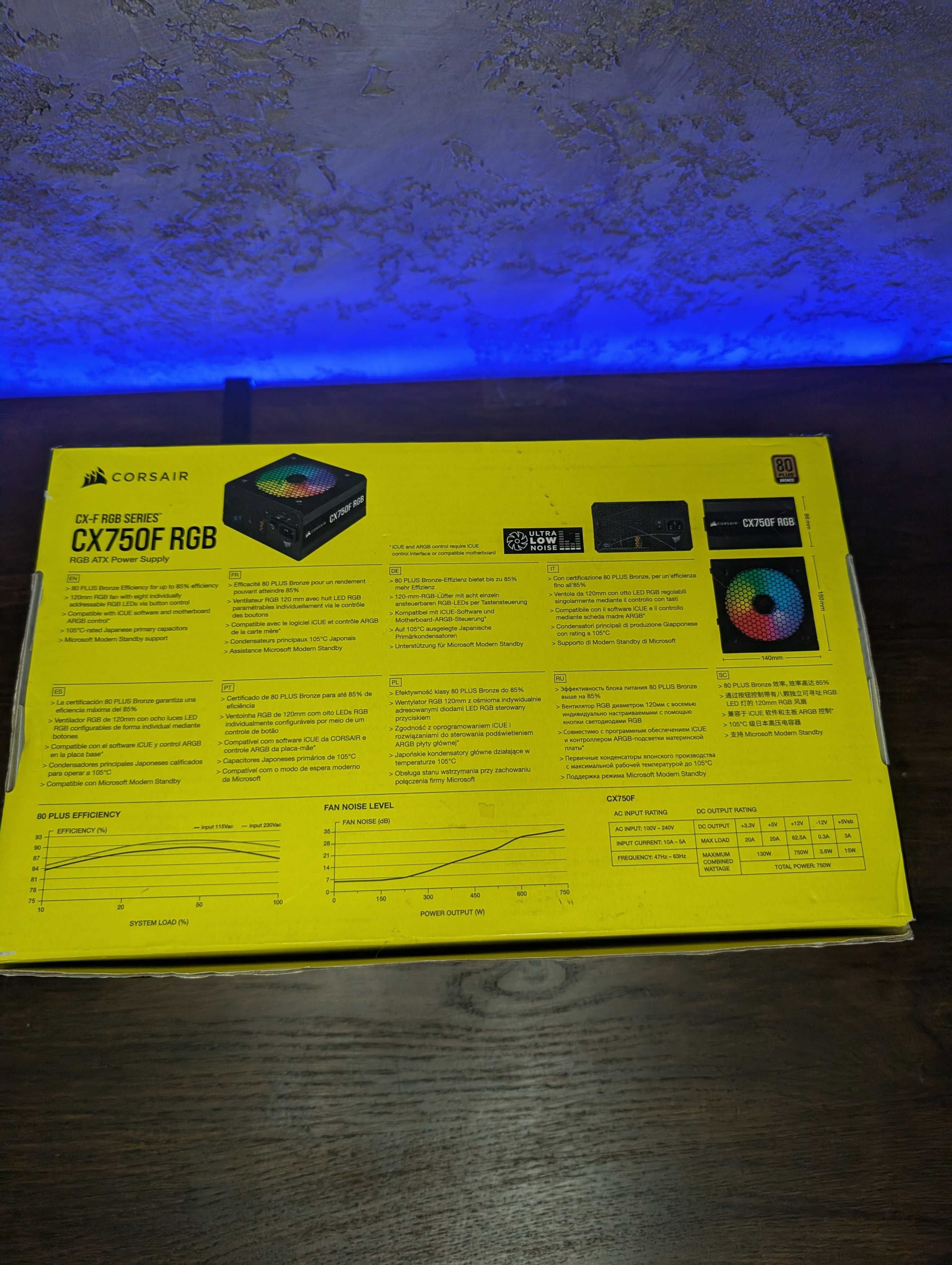 Блок живлення Corsair CX750F RGB Black (750w) 80 Plus Bronze, RGB