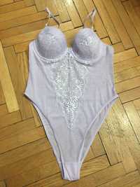 Body fioletowe koronka M 38 Forever 21 damskie