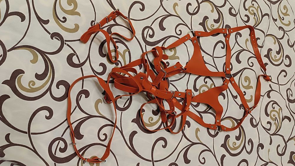 Портупея шкірзам червона 18+