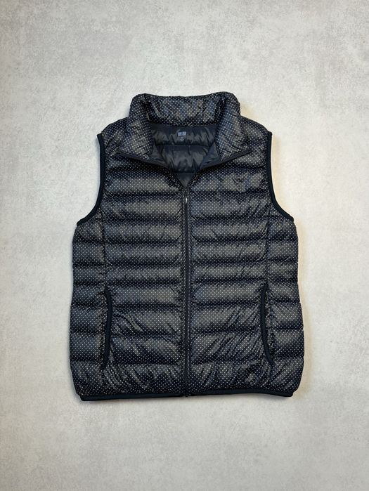 Микро пуховая жилетка Uniqlo женская темно синня в горошек (оригинал)