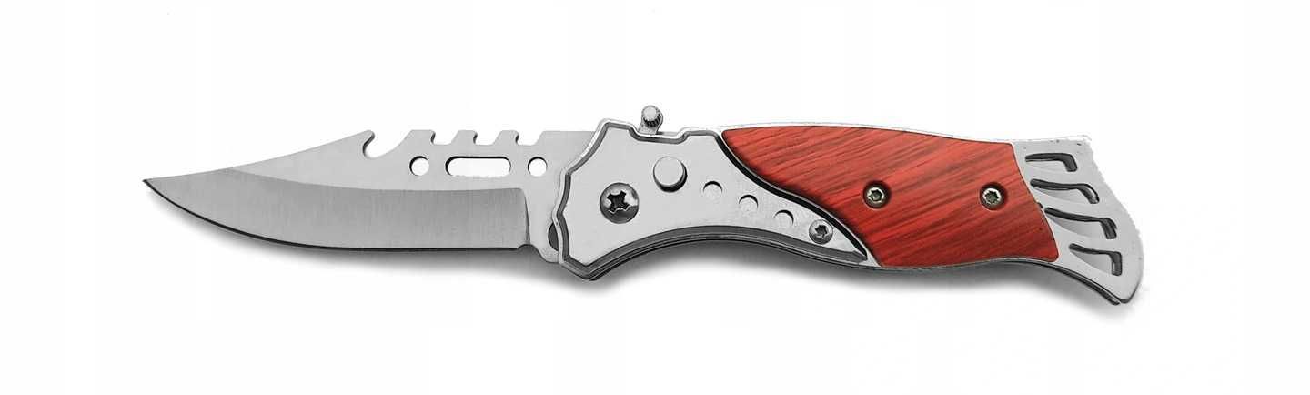 Scyzoryk Nóż Taktyczny Sprężynowy 14.5cm Drewno mały kieszonkowy 5353