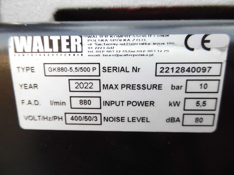 Sprężarka WALTER 500L 2022R.