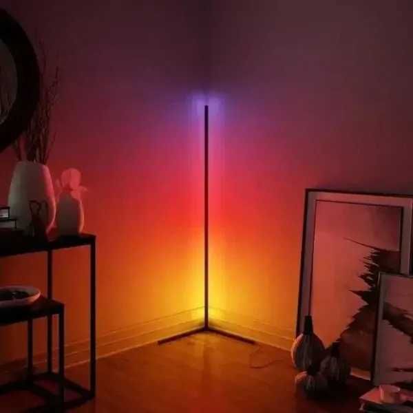 Угловой разноцветный торшер с пультом. RGB LED торшер. RGB лампа лента
