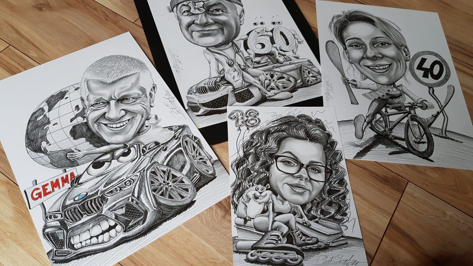Karykatura na zamówienie portret rysunki prezent ślub urodziny PJ-art