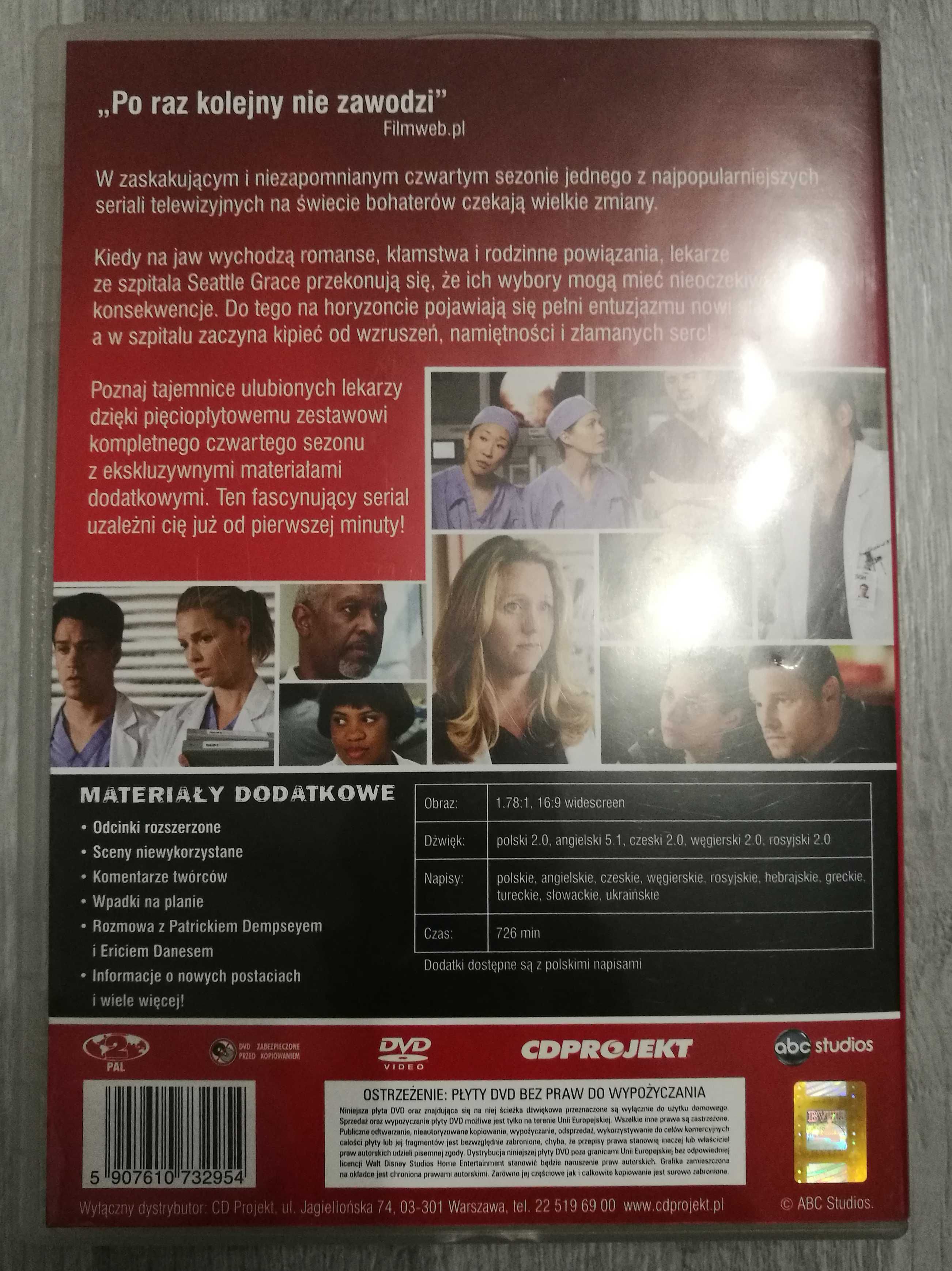 CHIRURDZY Grey's Anatomy DVD Sezon 4 PL LEKTOR