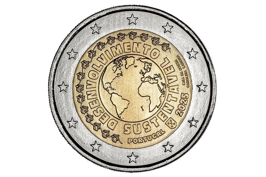Moeda 2€ Portugal 2025 desenvolvimento