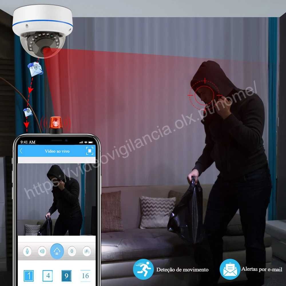 Conjunto‼️ 4 Câmaras ‼️ Ultra FullHD ‼️ 5MP ‼️ Identificação por Rosto
