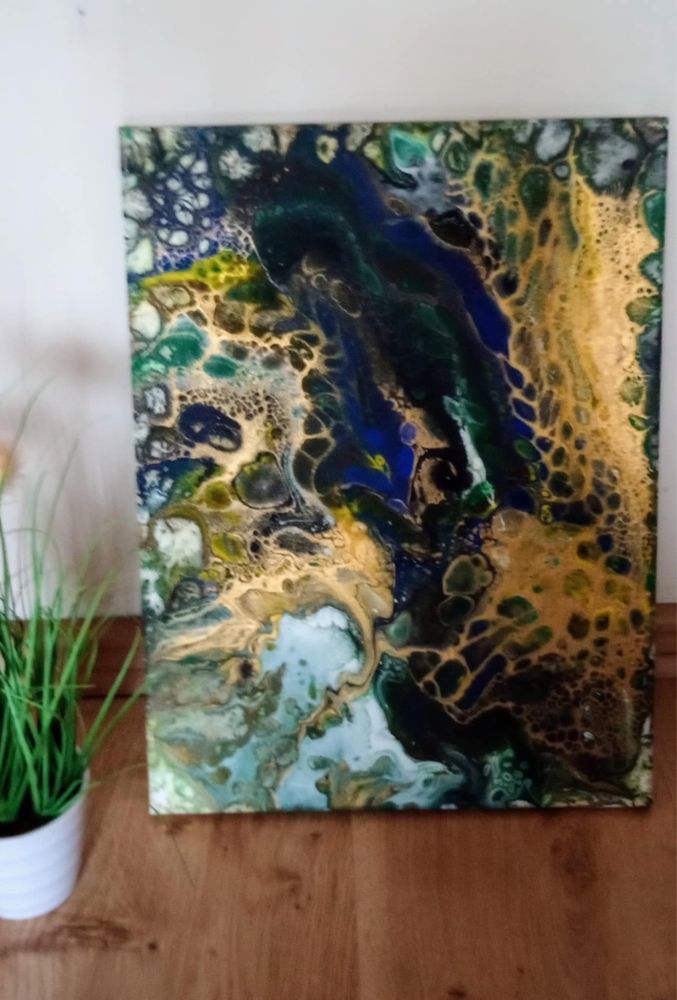 Obraz akryl na płótnie pouring abstrakcja 40/30 cm
