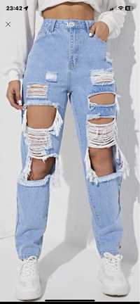 Calça jeans rasgados ganga