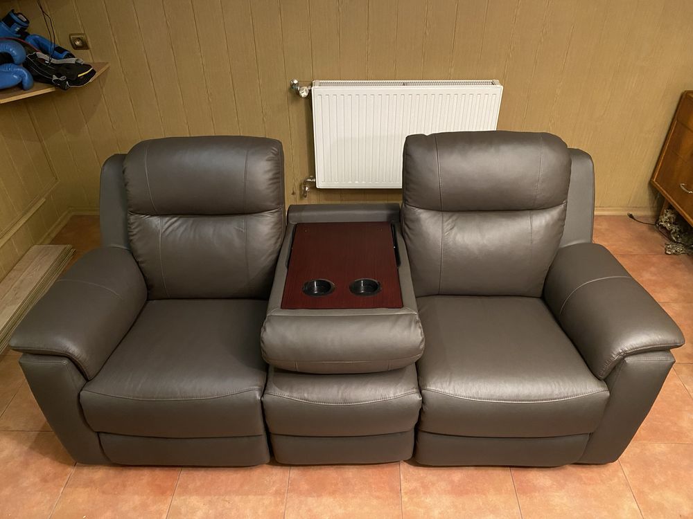 Kanapa skórzana Vente Unique Evasion z funkcją relax-czekoladowy brąz