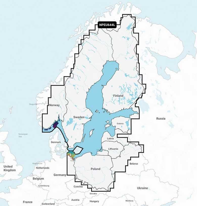 Mapa Navionics+ EU644L 44XG Polska, Bałtyk, Skandynawia