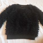 Sweter bluza czarna gruby damski z włosami