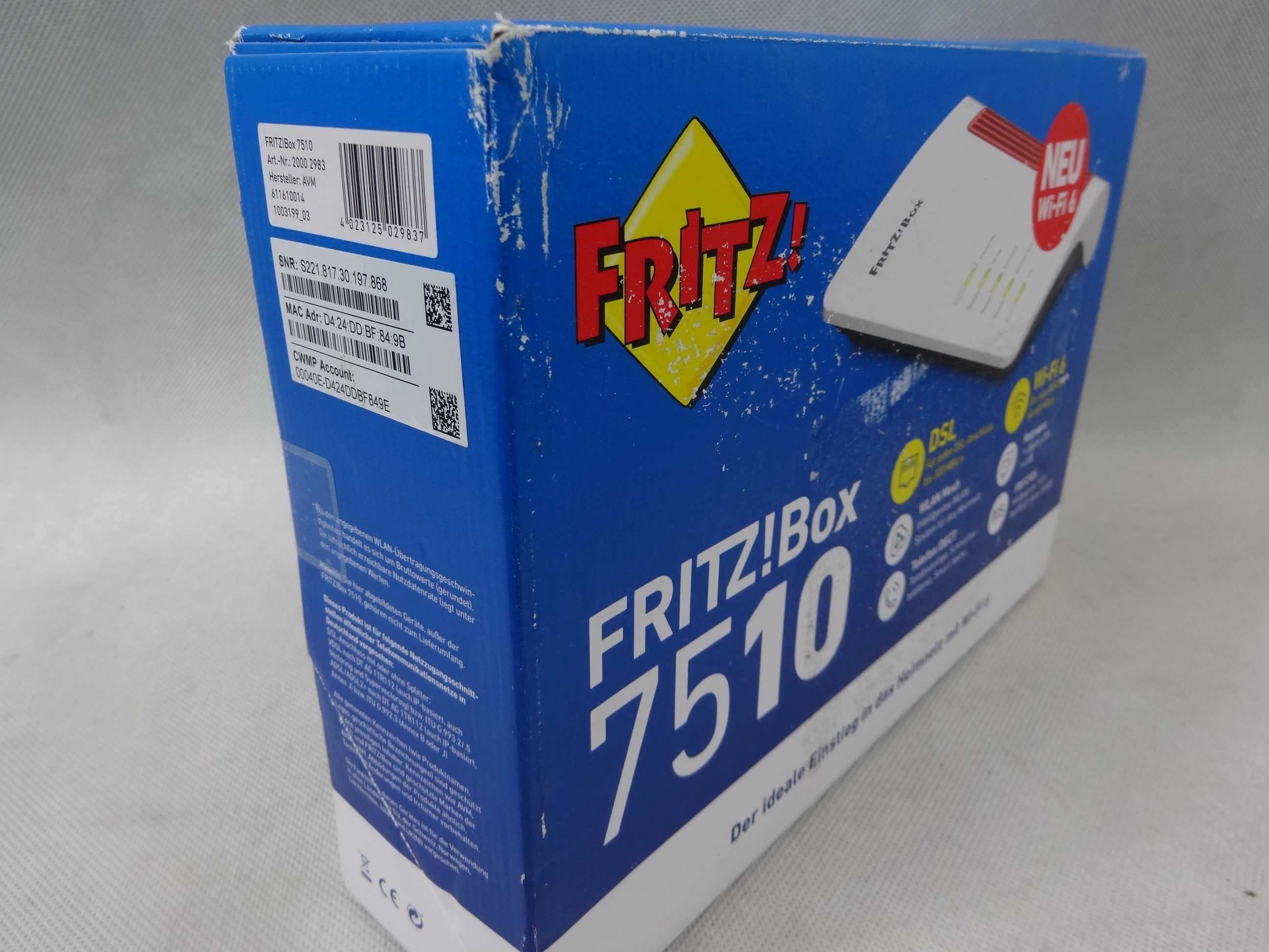 Router Wi-Fi FRITZ!Box 7510 DSL WAN Wi-Fi 6 MESH nieużywany!