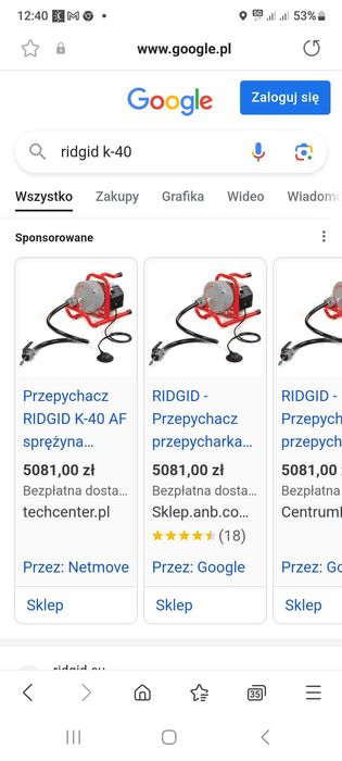 Przepychacz,przepycharka,spirala do rur Ridgid/Kollmann K-40