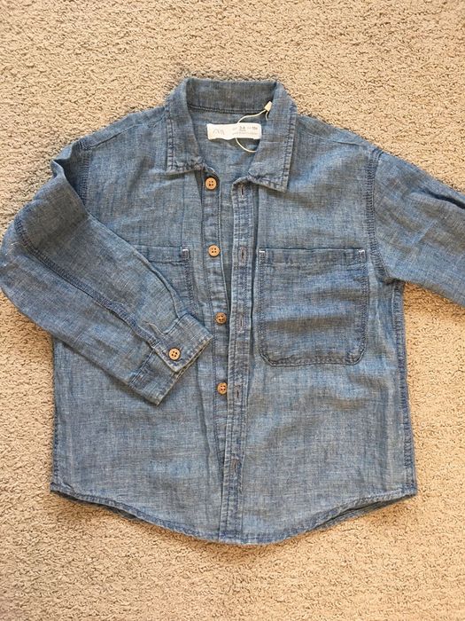 Koszula bawełna len chłopięca Zara r. 104