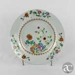 Prato porcelana China, Família Rosa, Dinastia Qing Qianlong séc. XVIII