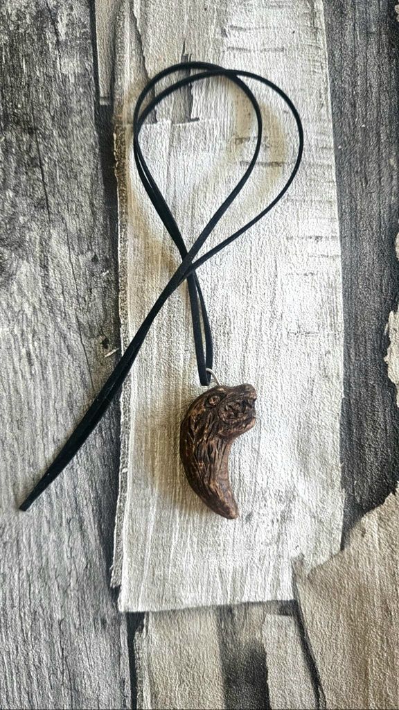 Duży wisior skandynawski wilk Fenrir kieł wikingów amulet talizman XL