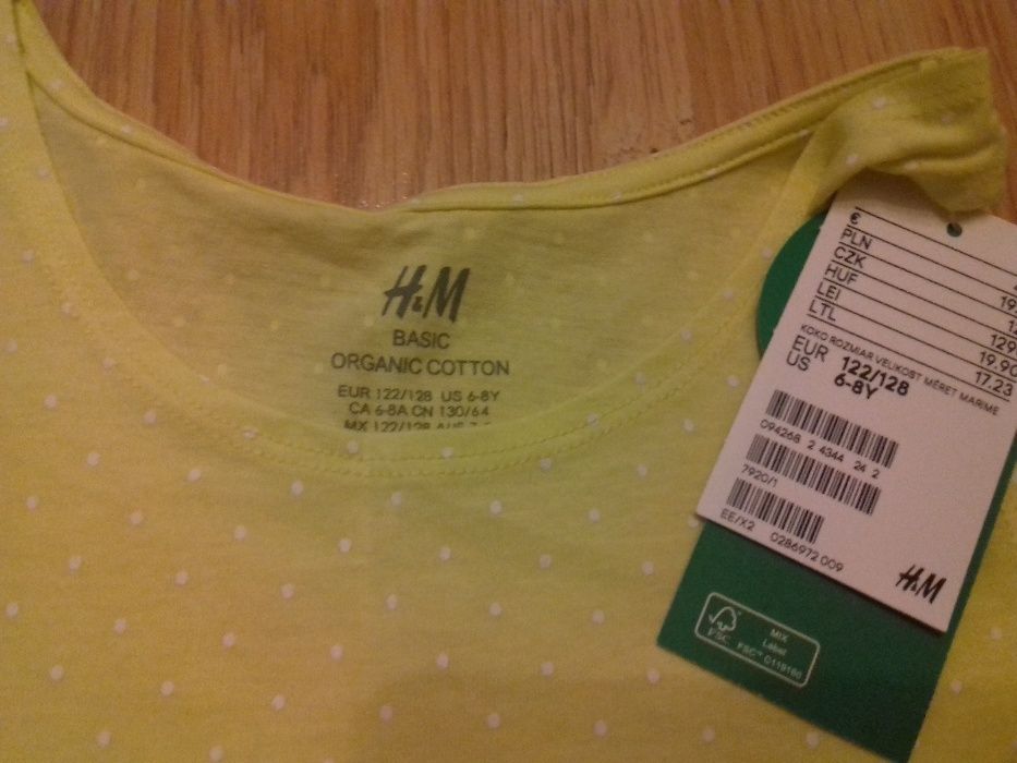 H&M, koszulka, top, t-shirt, r. 122/128, nowa