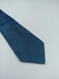 Emporio Armani niebieski jedwabny krawat w groszki q14