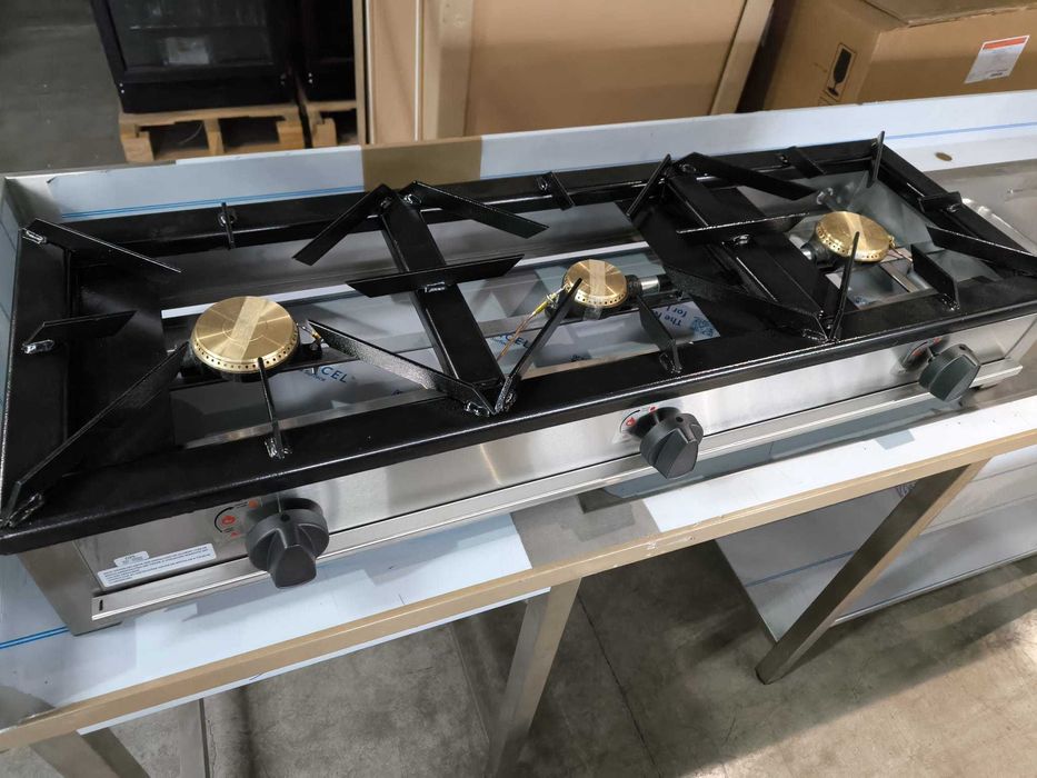 Fogão a gás 3 queimadores industrial para restaurante