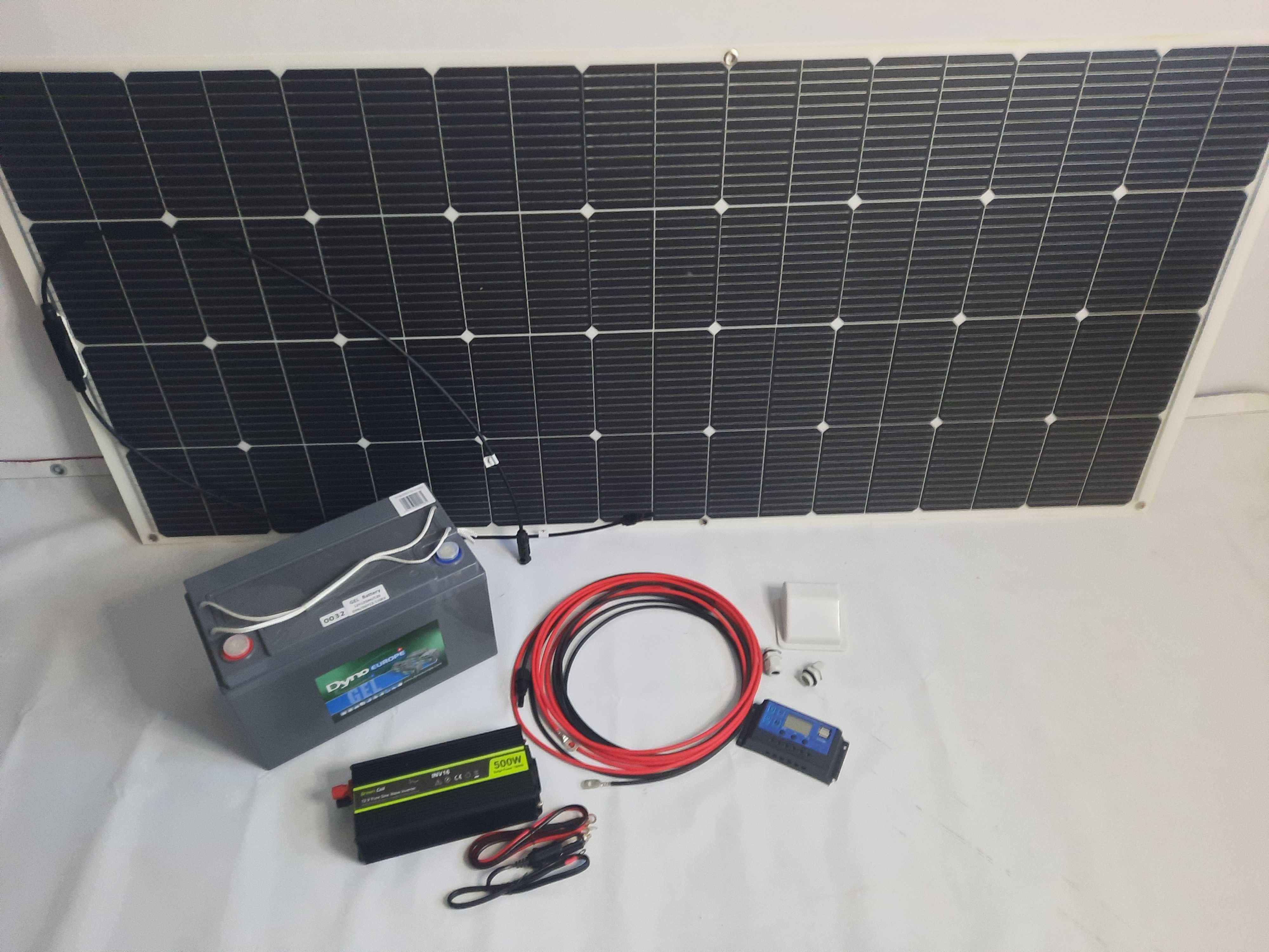 kamper przyczepa solar 200w akumulator GEL 110 regulator przetwornica