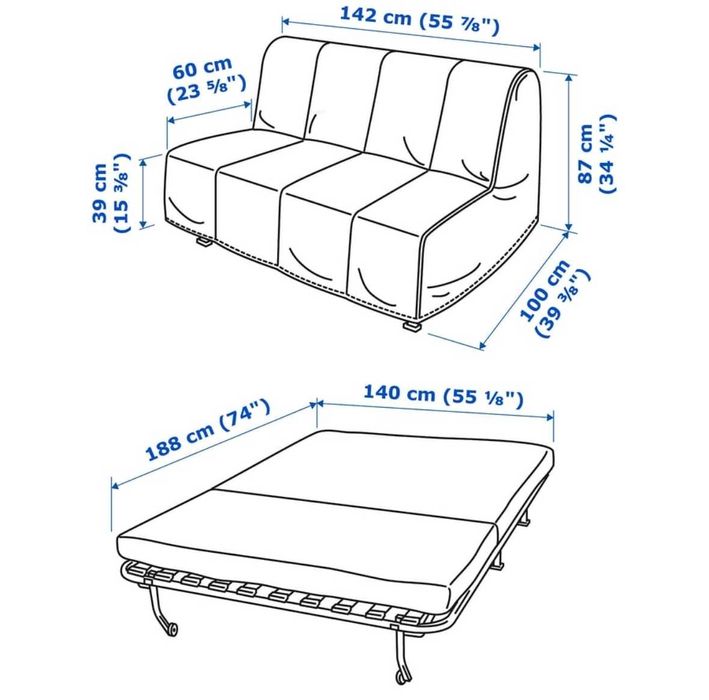 Sofa dwuosobowa rozkładana