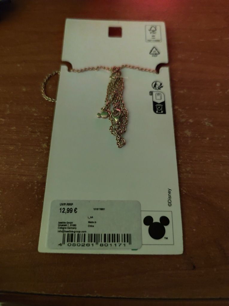 4 Łańcuszki Koloru Złotego DISNEY Z Zawieszką Miszka Miki