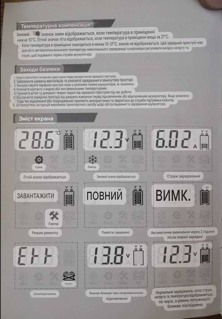 Зарядний пристрій  6А/12В для автомобільного акумулятора