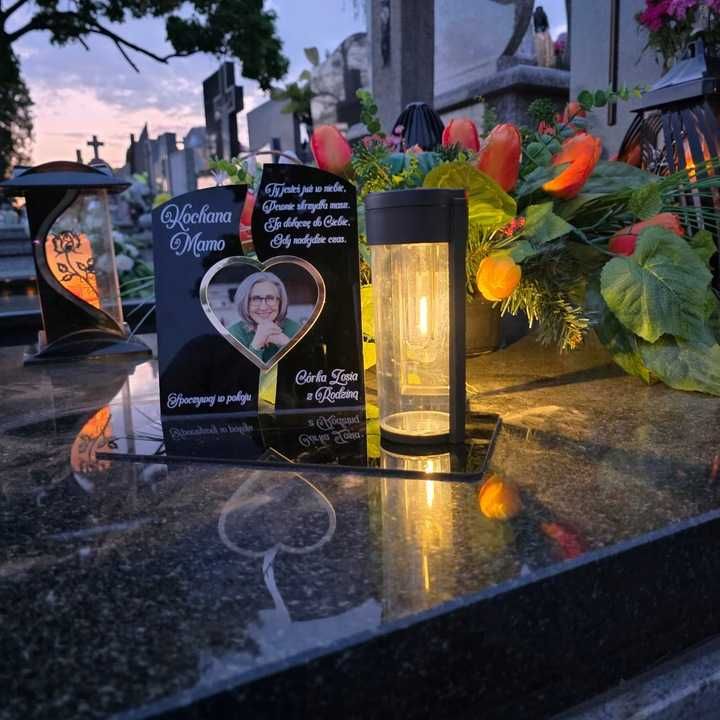 WIECZNY ZNICZ SOLARNY Ze Zdjęciem Cmentarz dla Mamy Taty Babci Dziadka