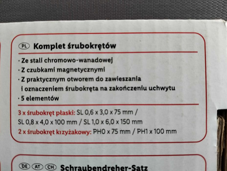 *PARKSIDE* komplet 5 śrubokrętów