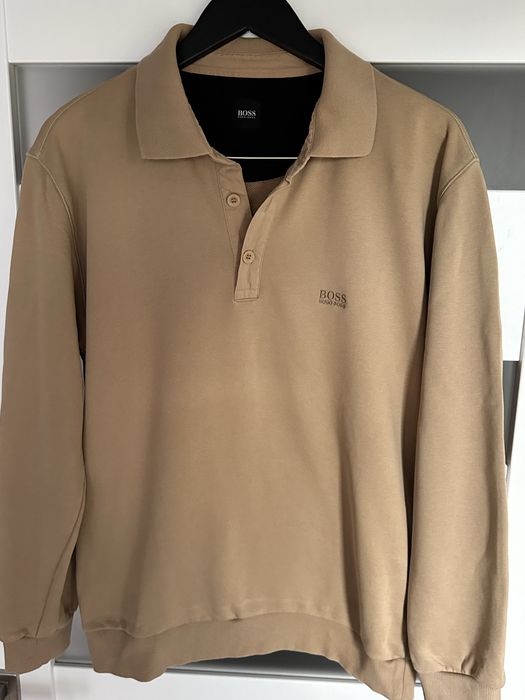 Boss Hugo Boss sweterek sweter bluzka bluza beżowa z kołnierzykiem