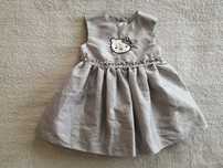 Szara srebrna elegancka sukienka H&M 80 kot kotek Hello Kitty jak nowa