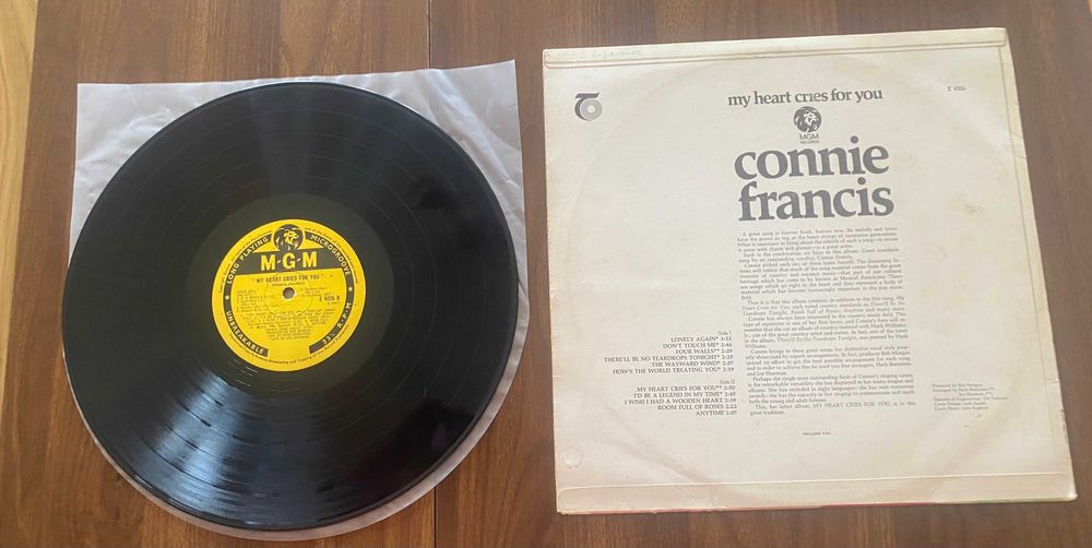 Álbum em vinil: Connie Francis - "My heart cries for you", 1967