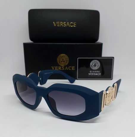 Versace очки унисекс в бирюзово синей матовой оправе с золотым лого