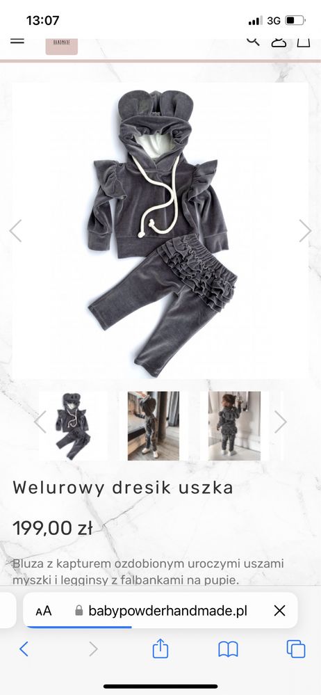 Piękny welurowy dress babypowderhandmade rozmiar 116, wysyłka gratis