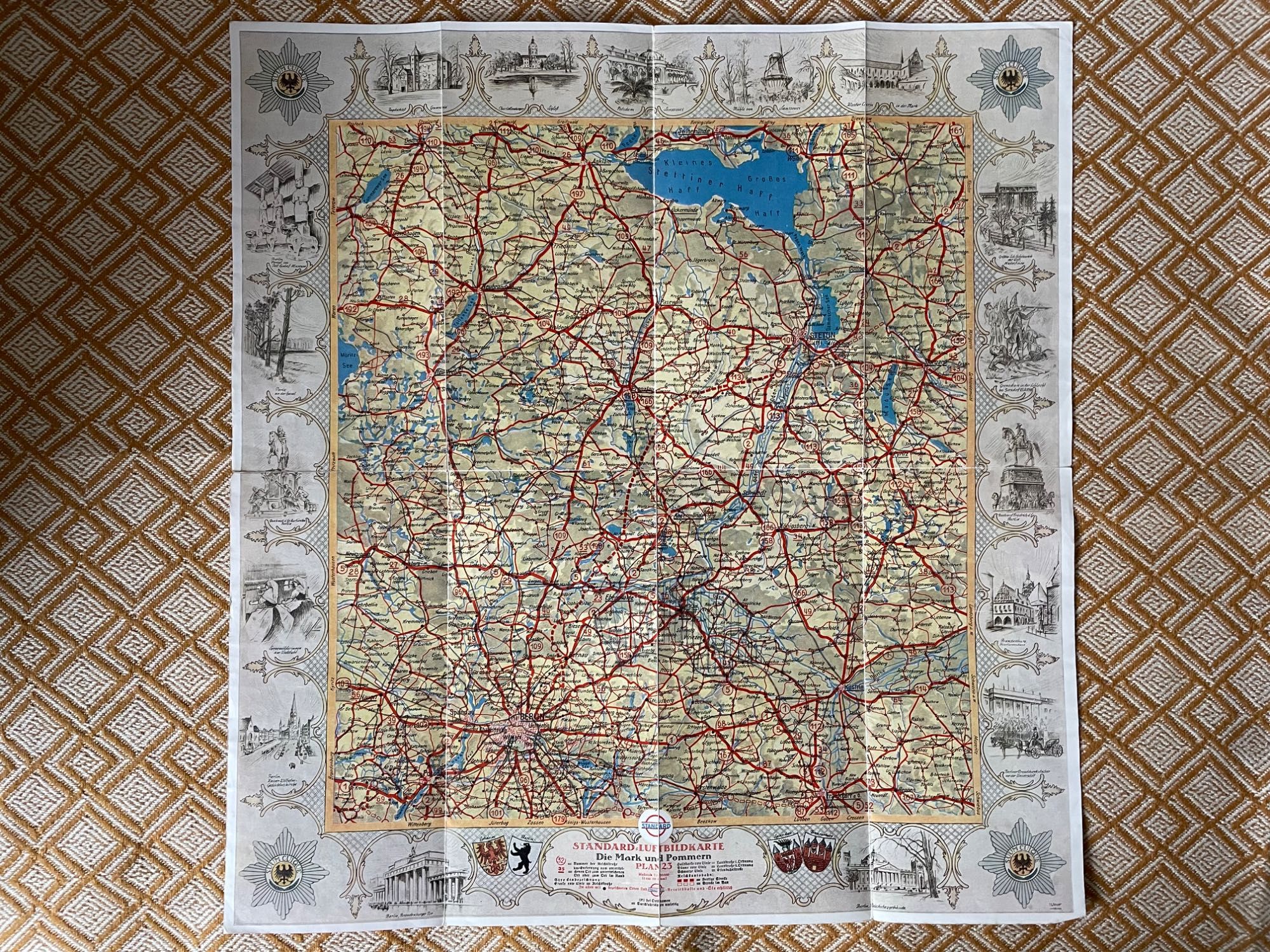 Stara niemiecka mapa turystyczno samochodowa Pomorze