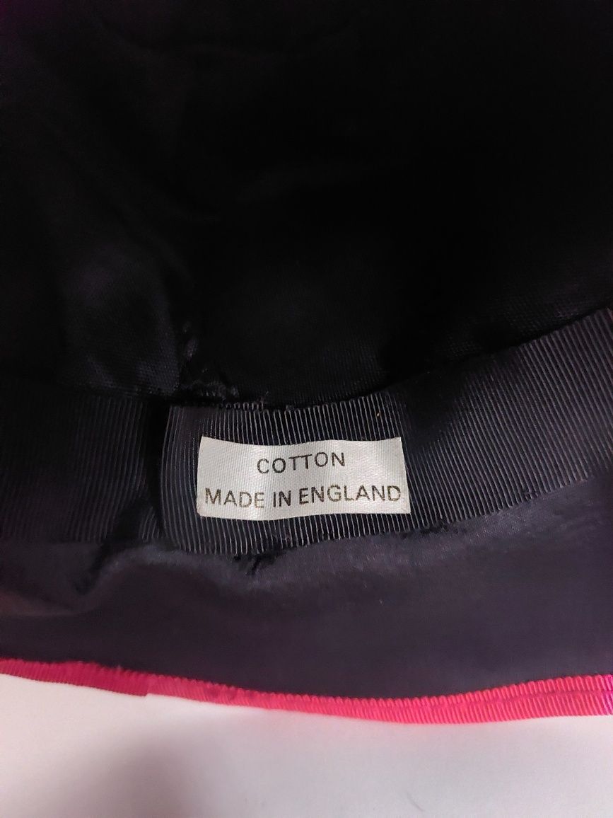 Kapelusz angielski bawełniany Cotton Made in England woalka vintage