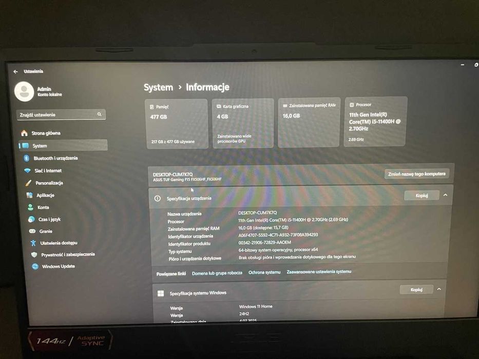 Asus TUF Gaming F15 FX506HF
