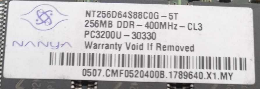 Nanya 2 szt 256MB 400MHz CL3 PC3200U