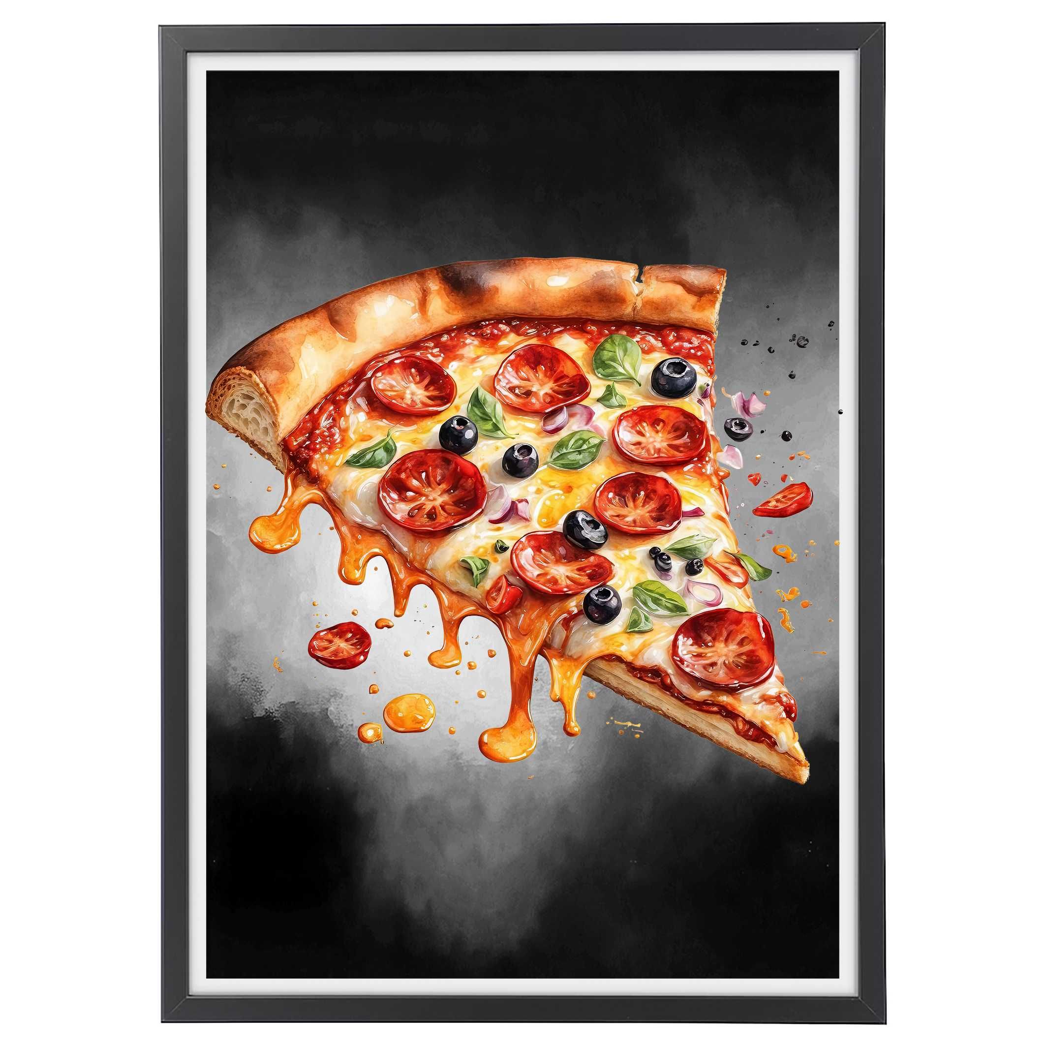 plakat, plakat pizza, zdjęcie w ramce, plakat pizza na ścianę