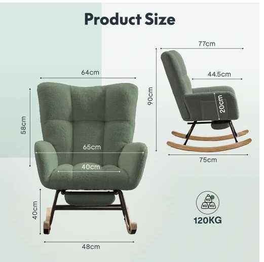 FLEXISPOT Salon Nowoczesny przytulny fotel bujany z podnóżkiem