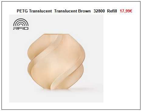 Bambulab PETG Translucent Filament, 1 kg Refill – for 3D Printers64740751776899120