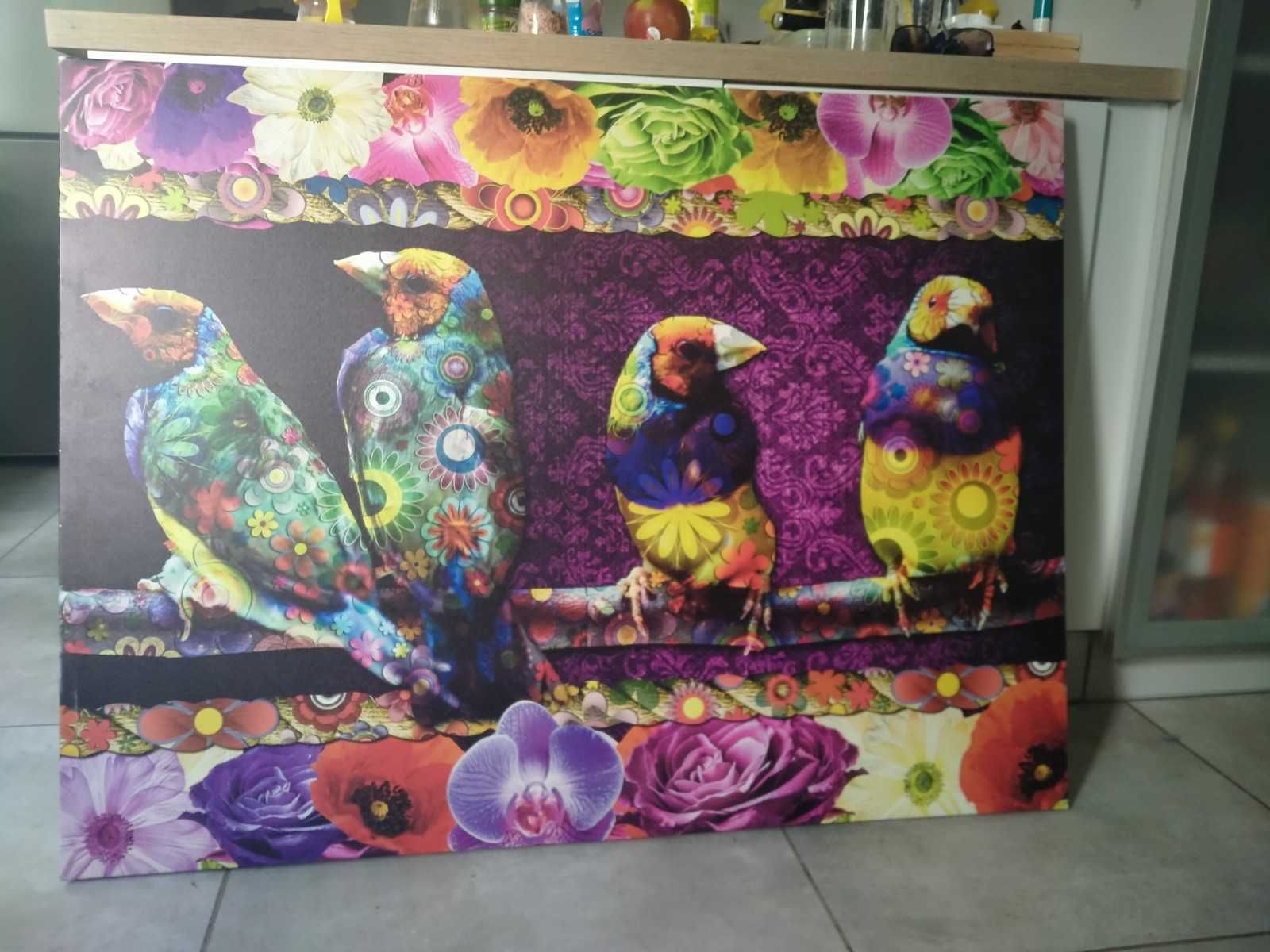Obraz duży ptaki kolorowy 85x113 płótno