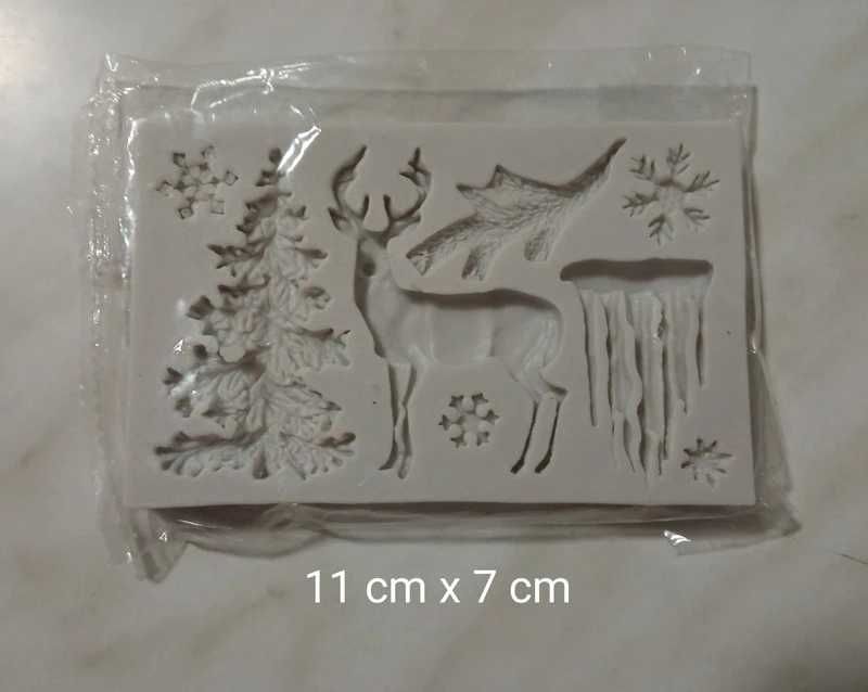 Foremka silikonowa jeleń, choinka, sople lodu
